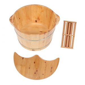 DEARMAMY Seau En Bois Avec Couvercle Et Masseur, Bassine Pratique Pour Trempage Et Lavage (Liiane, neuf)