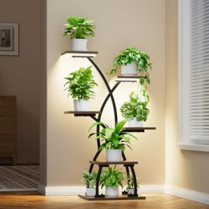 JUSTOGO Support pour plantes d'int&eacute;rieur avec lampes de croissance &ndash; &Eacute;tag&egrave;re d'angle &agrave; 6 niveaux pour plantes d'int&eacute;rieur &ndash; Support d'angle de 91,4 cm pour plantes d'int&eacute;rieur &ndash; Support de fleurs (Allwin Inc, neuf)