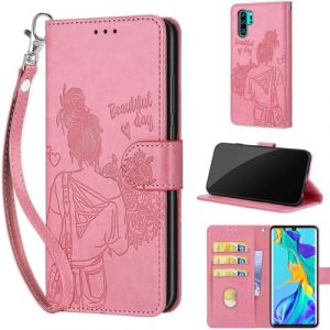 SIENIANLINE Coque pour Huawei P30 Pro Coque [Housse en Cuir PU Premium] [Etui &agrave; Rabat] [Pochette de Portefeuille], &Eacute;tui de Protection pour Huawei P30 Pro -Rose (DIKAS, neuf)