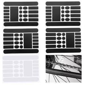 Lot De 5 Films De Protection De Cadre Pour V&eacute;lo, Autocollant R&eacute;sistant Aux Rayures Cadre De V&eacute;lo, Pour Protection Du Cadre De Vtt Et V&eacute;lo De Route De Cha&icirc;ne (Noir, Transparent, Fibre De Carbone) (Dolder GmbH, neuf)