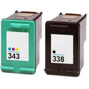 Pack 2 Cartouches d'encre N&deg; 338 XL et N&deg; 343 XL pour imprimante HP Deskjet 3200 460C 5700 Series 5740 5740XI 5745 6520 6540 6620 6840 9800 - Plein d'encre (Pleindencre, neuf)
