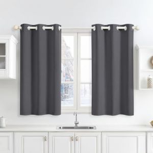 Runy&eacute;la Rideau Occultant Thermique Isolant Anti Froid 90x120 (LxH), Lot de 2 Rideaux Fen&ecirc;tre Opaques Gris Fonc&eacute; &agrave; Oeillets Anti Chaleur UV Bruit, Int&eacute;rieurs Decoration Dressing Salon Chambre Maison (Runi-EU, neuf)