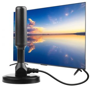 Antenne TV Int&eacute;rieur Puissante, Antenne TV TNT HD avec DVB-T/DVB-T2 avec Base Magn&eacute;tique 3M de C&acirc;ble Coaxial R&eacute;ception 360&deg; pour Tous Les Num&eacute;rique HD Intelligent t&eacute;l&eacute;viseurs 1080P 4K Cha&icirc;nes (RuiChaoXiYi, neuf)