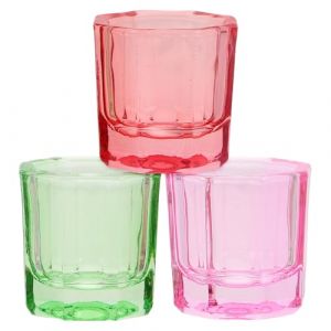 DECHOUS Lot de 3 Coupelles Octogonales en Verre Transparentes pour Nail Art, Bols pour Produits pour Ongles, Tasses &agrave; Dessert Dappen Compactes, pour M&eacute;langer Monom&egrave;re et Poudres (Delicious.C, neuf)