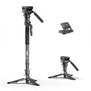 COMAN Monopode en Fibre de Carbone &agrave; Levage en Un Clic, Monopode 175cm avec Pieds, Tr&eacute;pied de Voyage L&eacute;ger avec Plateau &agrave; D&eacute;gagement Rapide Appareil Photo, Charge Maximale 10 kg(M1ProV5) (COMAN PHOTO, neuf)