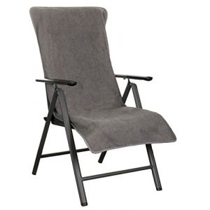 Brandsseller Housse en &Eacute;ponge pour Chaise de Jardin 65x130 cm &ndash; Coussin de Si&egrave;ge d'Ext&eacute;rieur en Coton 100% &ndash; Serviette XL Confortable, Antid&eacute;rapante, Lavable, Certifi&eacute;e Oeko-Tex &ndash; Anthracite (brandsseller, neuf)