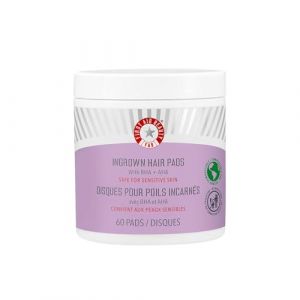 First Aid Beauty Coussinets incarn&eacute;s avec BHA et AHA - Traitement quotidien - Soulage les br&ucirc;lures de rasoir, pr&eacute;vient les poils incarn&eacute;s et apaise les irritations - 60 tampons (First Aid Beauty UK, neuf)
