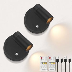 Kambo Spot LED Sans Fil Rechargeable 4000mAh - Éclairage d'Art Mini et Lampe de Lecture avec Télécommande et Touche Tactile - Minuterie Intégrée pour Plantes, Armoires, Chambre, Salon, 2 Pièces (Kambo-eu, neuf)
