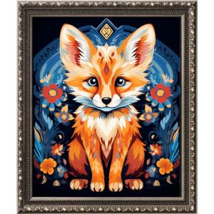 Kit de point de croix 11CT 3 brins – meme kit de démarrage de broderie pré - imprimée canevas kit complet adulte ou enfants pour les debutants - Petit Renard coloré 35x43cm (Leihai Trade, neuf)