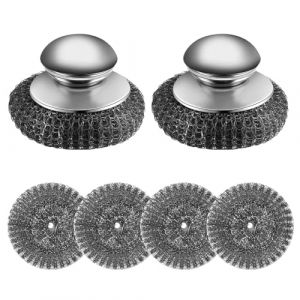 yotutun 4 Pieces Eponge Metallique avec 2 Poign&eacute;es, Eponge Grattante &Eacute;ponge Vaisselle Acier Inoxydable &Eacute;ponges &Agrave; R&eacute;curer R&eacute;utilisable pour Nettoyer la Vaisselle, Les Casseroles, L'&eacute;vier (ZEALBION SARL, neuf)