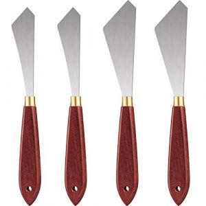 Ensemble de Couteaux de Peinture Grattoir de Mélange de Peinture Couteau à Palette en Acier Inoxydable Couteau Peinture Art Spatule avec Manche en Bois Outils de Couteau de Peinture Art (4) (COASTAL GOODS LTD, neuf)