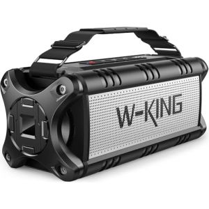 50W (70W MAX) Enceinte Bluetooth Puissante, W-KING Speaker Étanche IPX6/HiFi Stéréo/Basse Riche/EQ, Haut Parleur Portable Powerbank/40 Heures, Baffle NFC/TF/AUX (W-KING, neuf)