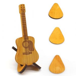 JDBlissful 3 Pièces Boîte de Médiator de Guitare Avec Médiator en Bois Véritable Précieux, Boîte de Rangement pour Médiators, pour les Amateurs de Guitare Acoustique, de Basse Électrique, de Ukulélé (DUOBO, neuf)