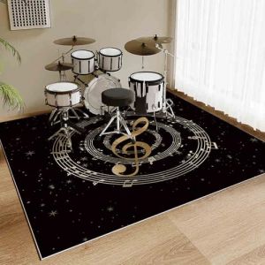 Tapis Batterie Tapis de Tambour Insonorisé Moquette Antidérapante Tapis pour Batterie Acoustique Grosse Caisse Claire Batterie électronique Kits Instruments de Musique Tapis de Sol 170 x 140 cm (Qesjodfu, neuf)