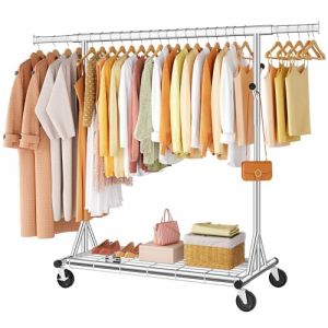 FAVOOSTY Portant &agrave; v&ecirc;tements avec &eacute;tag&egrave;res,Portant &agrave; v&ecirc;tements sur roulettes - En m&eacute;tal - Charge maximale : 200 kg - 50 x (106-176) x 170 cm, Installation rapide en 1 minute-Argent (FAVOOSTY, neuf)