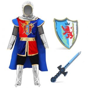 TinkerPlay Costume de chevalier pour enfant, tenue m&eacute;di&eacute;vale avec cape, accessoires, jouets, Halloween, cosplay, cadeaux (2-3 ans) (TinkerPlay, neuf)