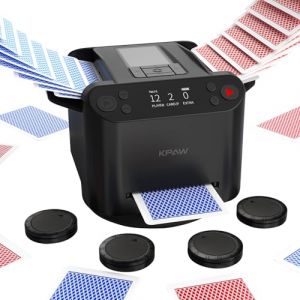 KPAW M&eacute;langeur Automatique de Cartes et Croupier &ndash; 1 &agrave; 2 Jeux Prend en Charge 12 Joueurs, 4 t&eacute;l&eacute;commandes de Dessin, Jeux int&eacute;gr&eacute;s, Offre &agrave; 360&deg;/180&deg;, pour Poker, UNO, Phase 10, Skip-Bo, Rummy (Noir) (KPAW FR, neuf)