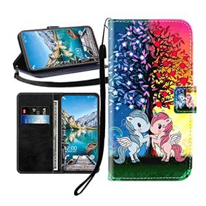 Sunrive Coque Compatible avec Poco F8 Ultra, Housse Mignon &Eacute;tui avec Fonction de Support Etui Protecteur Protection Portefeuille Cas Magn&eacute;tique PU Cuir(Licorne Bleu Rouge B1) (sunrive, neuf)