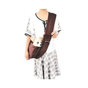 DOTBUY-SHOP Sac Transport Chien Bandouli&egrave;re, Sac de Transport pour Chien 7 kg Sac Chien Mains Libres S&ucirc;r et Confortable, Sac Transport Petit Chien Chat Lapin pour Sports de Plein Air (Marron) (DOTDOT SHOP, neuf)