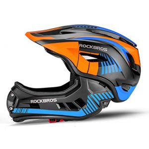ROCKBROS Casque BMX d'enfant, Casques Int&eacute;gral V&eacute;lo VTT, Casque Complet pour Gar&ccedil;on Fille Anti-Choc Menton Protection D&eacute;tachable Ajustable avec CE Taille M (RockBrosbike, neuf)