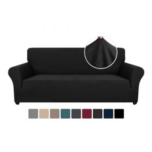 Ystyle Housse Canapé 3 Places avec Accoudoirs, Extensible Housses de Canapé, Universelle Housse Canape Protection Chat Chiens Griffures, Housse Fauteuil Antidérapante, Noir (YSTYLE HOME, neuf)