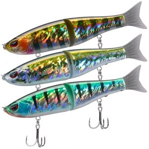 Bassdash Combinaison d'appâts de pêche SwimShad Glide Baits Leurres Coulissants Swimbait Articulé pour Achigan, Brochet, Saumon, Truite, Maskinongé - Lot de 3 (Bassdash-UK, neuf)