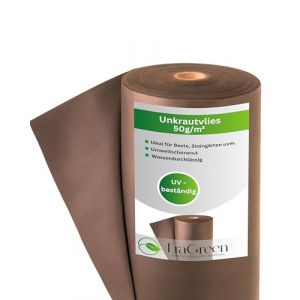 EraGreen Premium Toile anti-mauvaises herbes 1,6 m x 30 m - Tissu de jardin 50 g/m&sup2; en brun, perm&eacute;able &agrave; l'eau, stabilis&eacute; aux UV Id&eacute;al pour jardin, jardini&egrave;re sur&eacute;lev&eacute;e, serre, b&acirc;che de paillage (EraGreen, neuf)