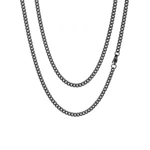 Chaine Homme Longue Epaisse Acier Inoxydable Ras de Cou Noir Enfant Garcon Collier Gros Maille Cubain Gourmette Massif Punk 76 cm 3 mm Bijoux Cadeau Noël Mariage Saint Valentin (ChainsHouse Jewellery, neuf)