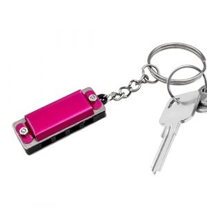 Xistuoz Porte-clés Harmonica miniature | 4 trous 8 tons en métal | Instrument de musique portable, accessoire élégant pour adultes, débutants (criatle, neuf)