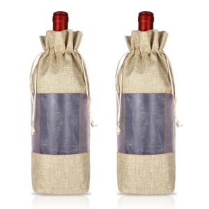 JYNVO 2 Sacs &agrave; Bouteilles en Jute Transparent, Cadeau de Retraite 2026,Cadeaux de Saint-Valentin Emballage cadeau pour Vin Rouge, pour bouteilles de vin, champagne, etc, Cadeau saint valentin couple (ROBFLOR MARKET CARS, neuf)