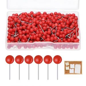 Lot de 400 &Eacute;pingles &agrave; T&ecirc;te Ronde, 4 mm Carte Punaise avec Bo&icirc;te Punaises &agrave; T&ecirc;te Ronde en Plastique Punaises Tableau Li&egrave;ge pour Tissu Bijoux de Bricolage Travaux Manuels et Projets de Couture(Rouge) (Zifukeji, neuf)