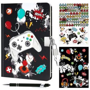 WERNNSAI Kit de journal de jeu pour garçons - Journal lumineux pour enfants avec cadenas et clés, journal de jeu pour garçons avec stylo et autocollants, carnet d'écriture ligné A5 pour jeux vidéo (Nuoly, neuf)