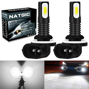 NATGIC 881 889 H27 Ampoules Antibrouillard LED 75W Derni&egrave;res Puces Int&eacute;gr&eacute;es 3570 CSP 6500K Blanc X&eacute;non et 2400LM pour Ampoules Antibrouillard Feu de Jour DRL Lampe de Conduite (Pack de 2) (NatGic, neuf)