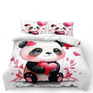 Housse de Couette Enfant 140x200 Panda Parure de Lit - Housse de Couette Garçon Fille - Housse de Couette Microfibre avec 1 Taie d'oreiller 65x65cm Parure de Lit 1 Personne Douce et Confortable (WINTDEER, neuf)