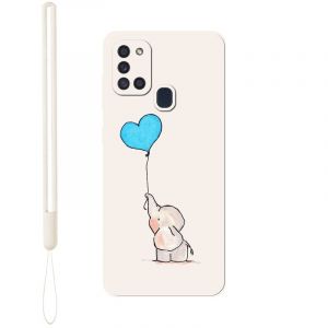 KARTXITAI Coque Compatible avec Samsung Galaxy A21s,avec &Eacute;l&eacute;phant,Ballon,Amour Motif Coeur d'amour Mignon Housse &Eacute;tui de Antichoc en Gel TPU Souple Cover Protection Case-Blanc (KARTXITAI, neuf)