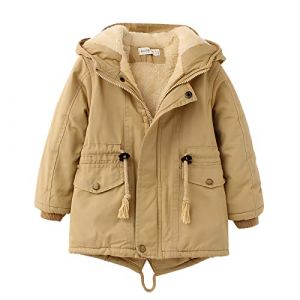L SERVER Manteau Enfant Fille Veste d'Hiver Gar&ccedil;on Parka Doublure Polaire Epais Chaud Blouson &agrave; Capuche, Blanc(Plus &eacute;pais) 7-8 Ans(Taille l'&eacute;tiquette:130) (LSERVER, neuf)