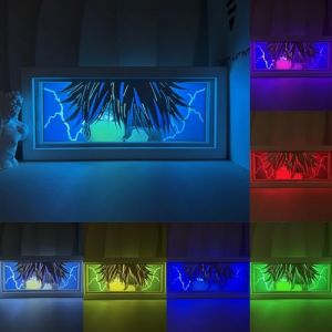 JJK Veilleuse en papier sculpt&eacute; Gojo Satoru D&eacute;coration de chambre &agrave; coucher Lumi&egrave;re LED RVB Fushiguro Megumi Personnage de dessin anim&eacute; Lampe de bureau Cadeau d'anniversaire (renmuqeu[La promotion d'ouverture], neuf)