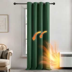 Deconovo Rideaux Occultants Isolant Thermique Anti Froid, 140X260 CM (Largeur X Hauteur), Rideaux pour Salon et Chambre, Design Moderne &agrave; Oeillets, No?l Vert Sapin, 1Pi&egrave;ces (Deconovo-Home, neuf)