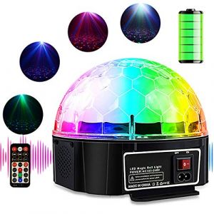 ZH-VBC Disco Effets de lumière, boule à facettes LED Effets de lumière Bluetooth MP3 Lecteur de musique RVB Activé par la voix Cristal Magic Ball Technique de scène (ZHI HUI STORE, neuf)