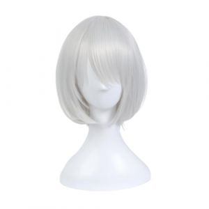 Perruque de cosplay à cheveux courts, blanc argenté, for femmes et hommes (wuzhixiananchenbaihuoshanghang, neuf)