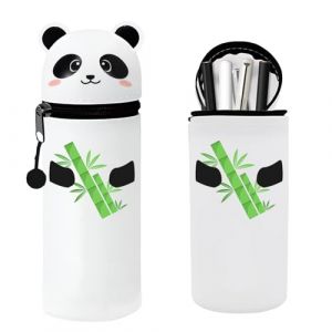 HIQE-FL Trousse Ecole 2 en 1 en Silicone Souple,Trousse Scolaire,Panda Pochette de Stylo,&Eacute;tui en Silicone Souple pour L'&eacute;cole,Ours Pochette de Stylo,pour Coll&egrave;ge &Eacute;tudiants Fille Gar&ccedil;on Adolescent (HONG-EU, neuf)