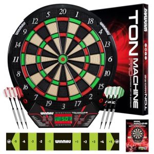 WINMAU Darts - Ton Machine Soft Tip Cible de fléchettes électronique avec Plus de 90 Jeux et Tableau de Bord numérique pour 8 Joueurs: 2 Ensembles de fléchettes, Ligne de Lancer, 10 Pointes Plastique (WINMAU, neuf)