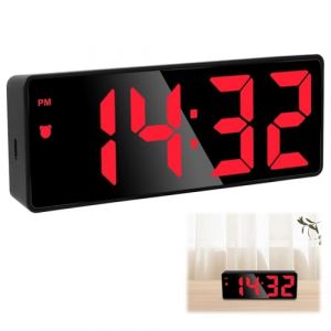 Dozylive R&eacute;veil Num&eacute;rique avec &Eacute;cran LED, Horloge Num&eacute;rique R&eacute;veil LED avec Adaptateur 6,7" Grand &eacute;cran Horloges avec Touche Snooze Port de Recharge USB 3 Niveaux de luminosit&eacute; (Feu Rouge) (SiAoTeFei, neuf)