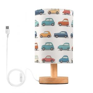 FRODOTGV Cartoon Cars Collection Lampe de chevet ronde avec abat-jour rond en tissu cylindrique pour la maison et le bureau (XBdian, neuf)