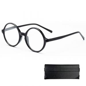 JYSNOW Lunettes Rondes, Lunette Ronde Noires, &eacute;quip&eacute; de Etui Lunettes Rigide, Lunette Rondes Unisexe, Verres Sans Correction, pour Costumes, Carnaval, Soir&eacute;es &agrave; Th&egrave;me, D&eacute;guisements (Noir) (Te kang, neuf)