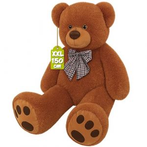 Monzana&reg; Ours en Peluche Tr&egrave;s Douce avec Noeud Papillon - Nounours 150cm Brun - Doudou Mignon Petit Ours Brun - Id&eacute;e Cadeau No&euml;l, Anniversaire, Saint-Valentin, Jouet Enfant (DEUBA-FR, neuf)