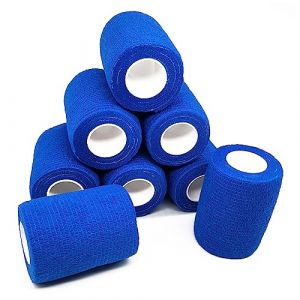 8 Rouleaux Bandage Autoadhésif Bande Cohésive Elastique Compresses non Tissées Strapping Immobilisation pour Poignet Genou Cheville Pied et Main 7,5 cm x 4,5 m Bleu (shuweier, neuf)