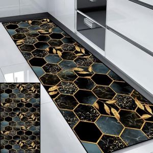 HUAXIQUE Tapis de Couloir Brun NoirAcile à Nettoyer Tapis Couloir Antidérapant et Lavable pour Cuisine Salon Couloir Tapis Chambre 90x200cm Style E (GLinUK, neuf)