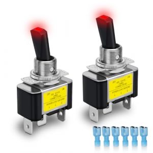 Innfeeltech 2 interrupteurs à bascule de lumière de bascule, 12V 30A SPST 3 bornes interrupteur à bascule de 2 positions on/off lumière rouge (XINGZHI TECH, neuf)