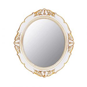 YCHMIR Miroir mural d&eacute;coratif vintage ovale Blanc 37 x 33 cm (YCHMIr, neuf)